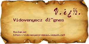 Vidovenyecz Ágnes névjegykártya