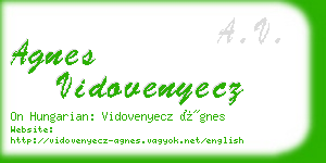 agnes vidovenyecz business card